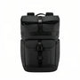Sac à dos urbain roll top KingsRoll I en cuir noir avec boucles de fermeture