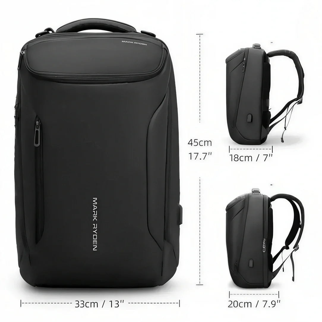 Sac à dos UrbanCore X noir avec plusieurs compartiments et port de chargement USB