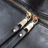 Sac à dos vintage femme en similicuir avec sac en cuir noir, zips dorés et tirettes