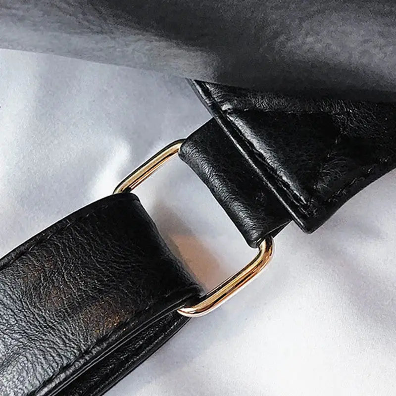 Sangle en cuir noir avec boucle carrée en ton or pour Sac à dos vintage femme en similicuir