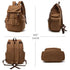 Sac à dos vintage homme en toile marron avec plusieurs poches et bretelles ajustables