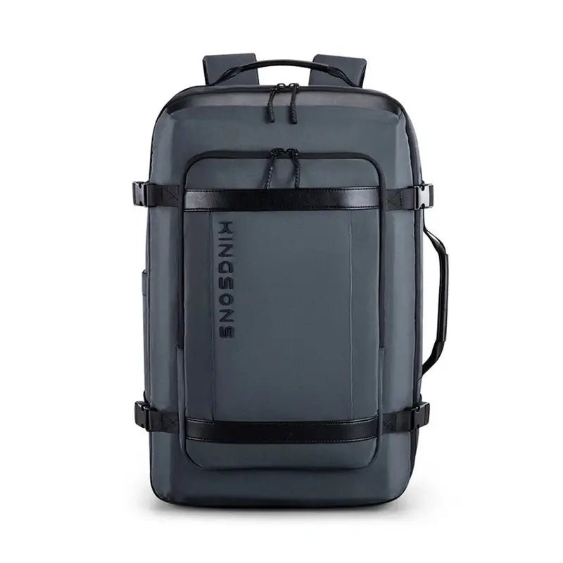 Sac à dos voyage cabine homme gris foncé avec plusieurs compartiments et poignées