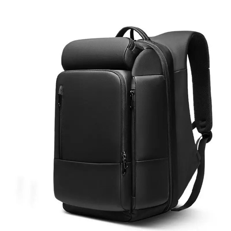 Sac à dos voyage ordinateur noir étanche avec plusieurs compartiments zippés et bretelles rembourrées