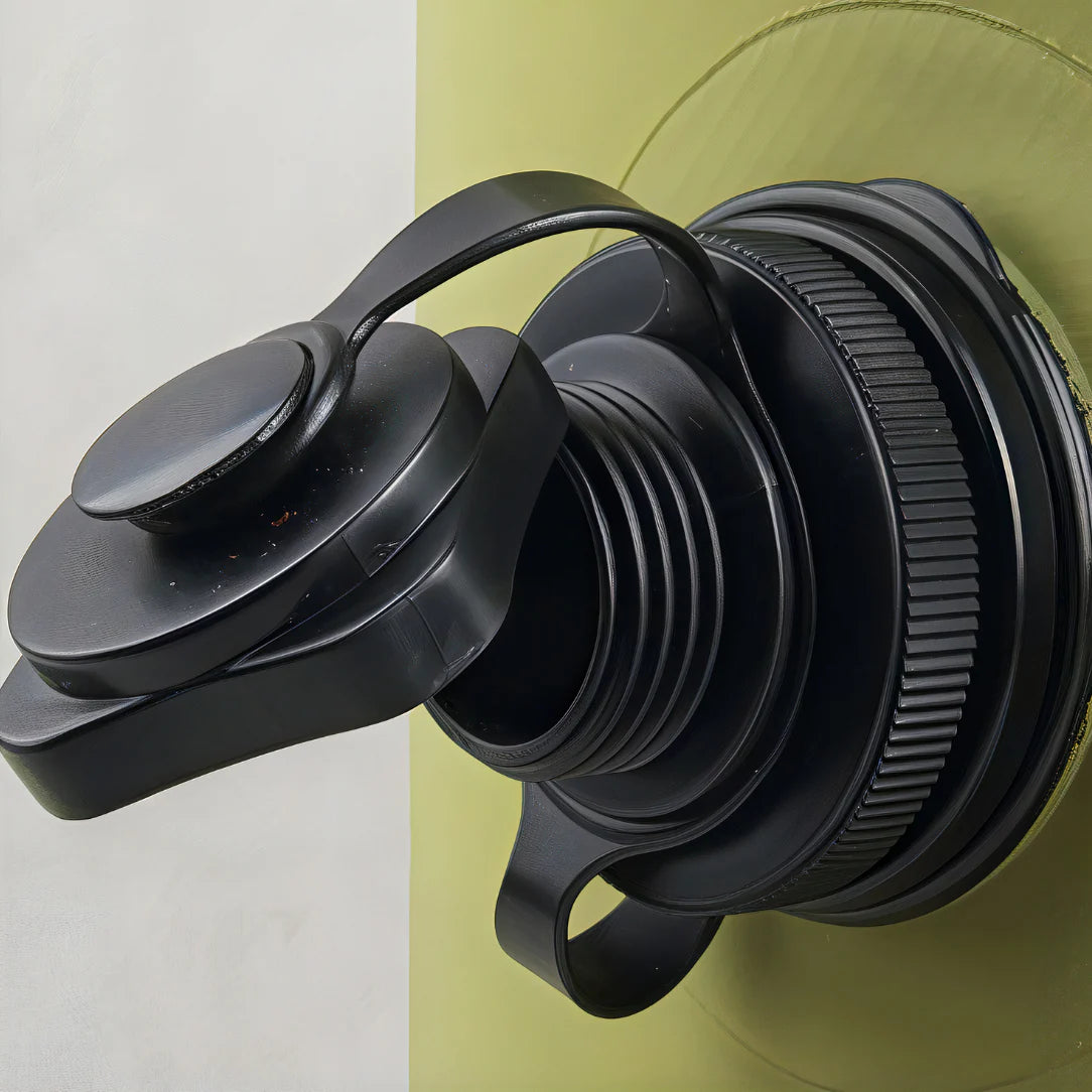 Bouchon de bouteille en plastique noir avec anse et filetage pour sac à dos étanche IPX7