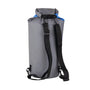 Sac à dos waterproof gris 25-60L IPX7 avec sangles noires et fermeture bleue