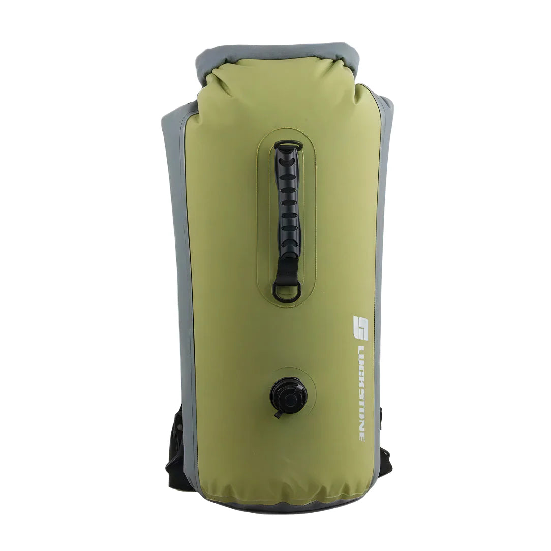 Sac à dos waterproof olive-vert et gris 25-60L IPX7 avec fermeture roll-top