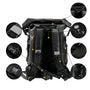 Sac à dos waterproof de randonnée noir à enroulement avec sangles renforcées et panneaux de ventilation en maille