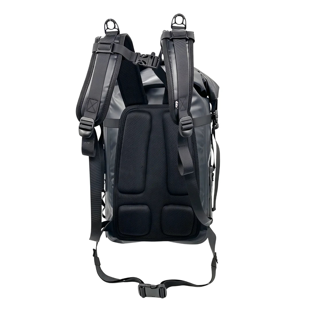 Sac à dos waterproof randonnée noir et gris avec dos maillé rembourré