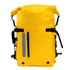 Sac à dos waterproof de randonnée jaune avec rouleau et bretelles réglables