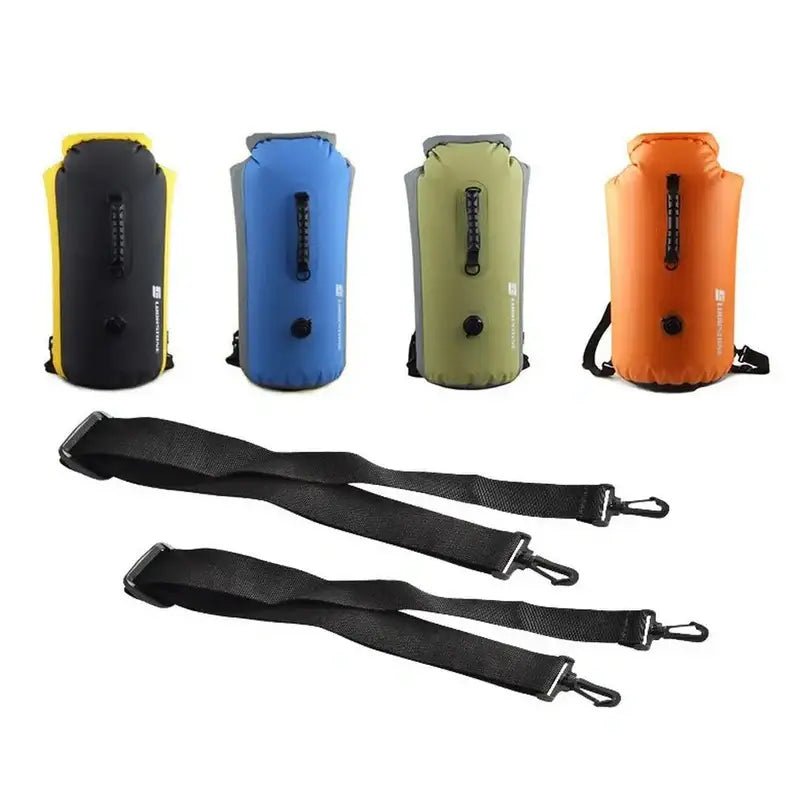 Quatre sacs étanches gonflables colorés avec bandoulières détachables pour Sac à dos waterproof