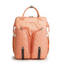 Sac à langer sac à dos lit en peach avec poches zippées et poignées supérieures