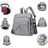 Sac à langer pour bébé gris polyvalent avec multiples options de transport et rangements