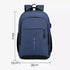 Sac de cours collège avec sac à dos bleu texturé, compartiments, port USB et lignes réfléchissantes
