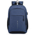 Sac de cours collège en tissu bleu avec poche zippée, poches latérales et port USB