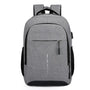 Sac de cours collège gris avec accents noirs, compartiments zippés et port USB latéral