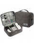 Sac de rangement multifonction gris avec compartiments et bandes élastiques pour accessoires électroniques