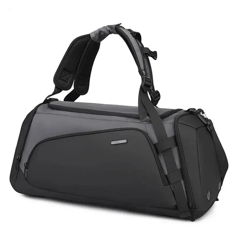 Sac de sport sac à dos avec sac de voyage deux tons noir et gris avec bretelles