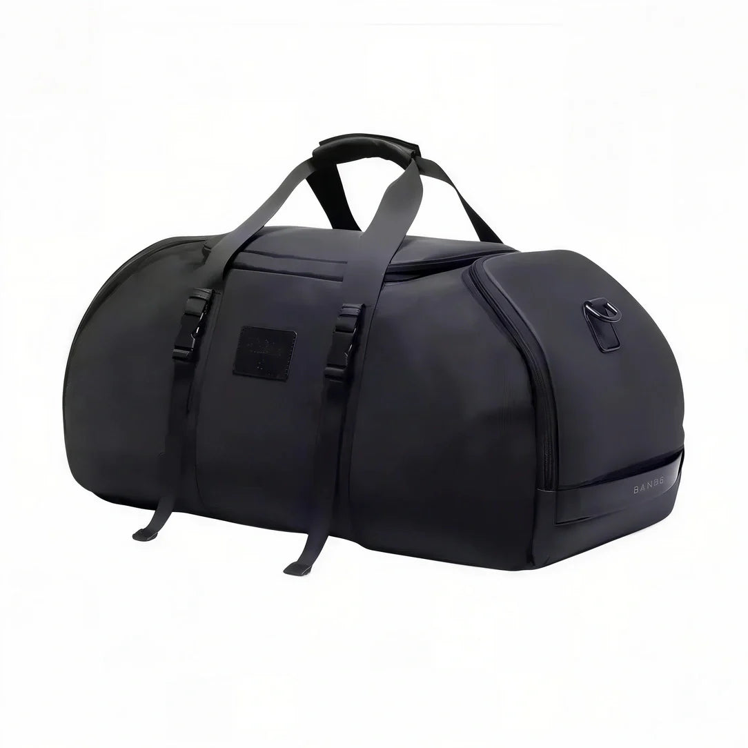 Sac de sport à dos noir avec sangles réglables et boucles