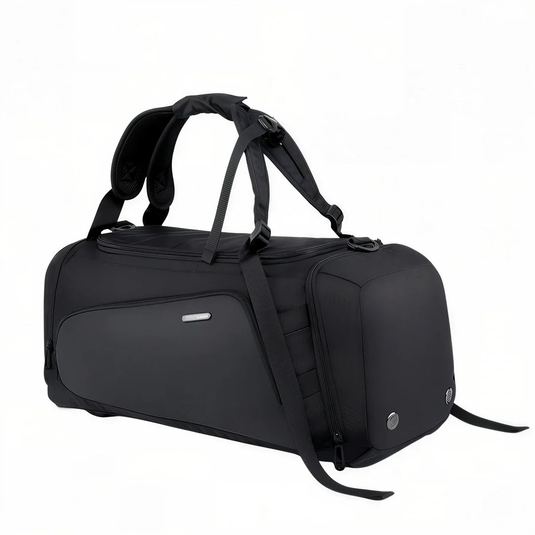 Sac de sport à roulettes noir en nylon avec sangles ajustables