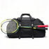 Sac de sport à dos noir avec raquettes et volants de badminton