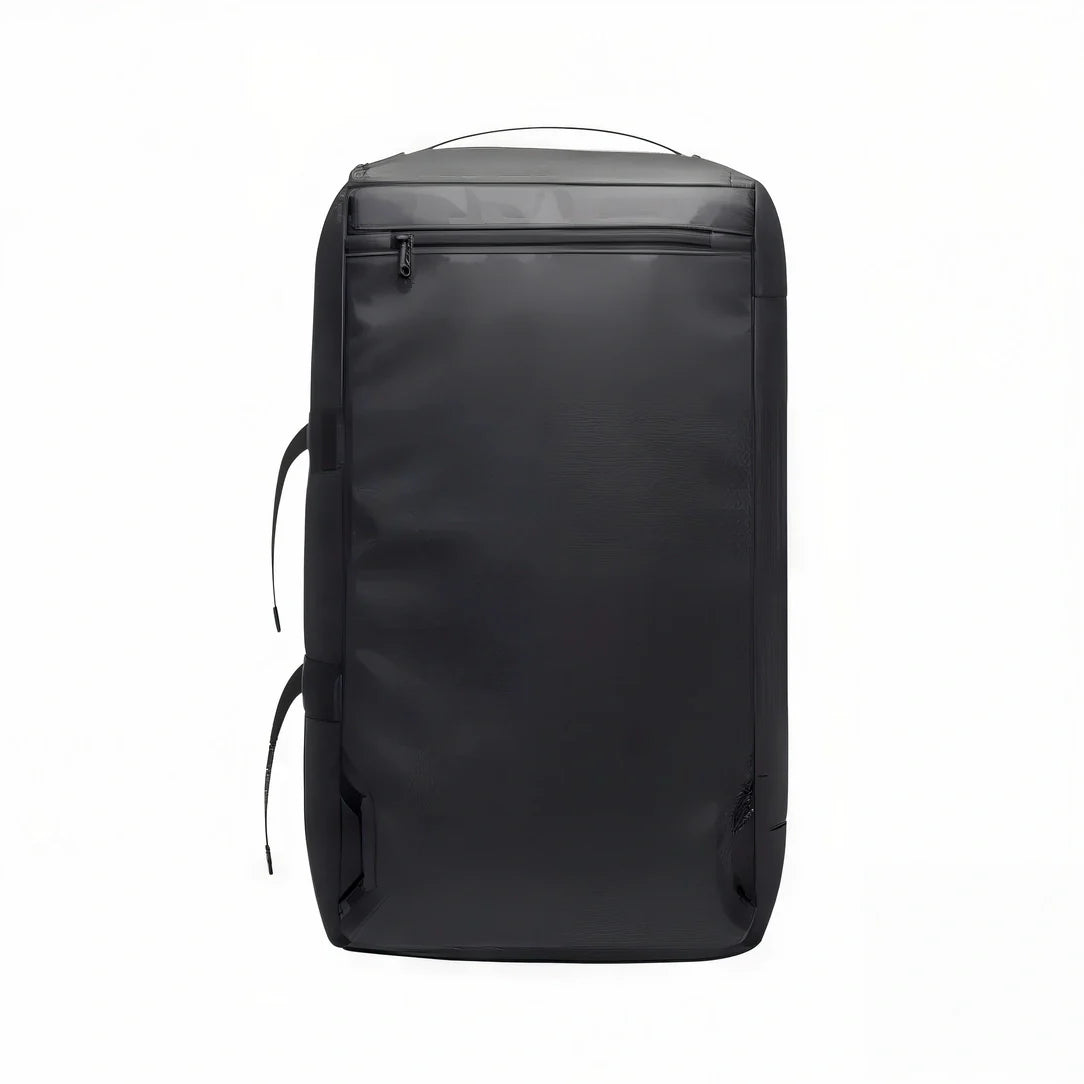 Sac à dos noir minimaliste avec zip et poignée argentés