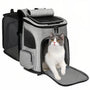 Sac de transport extensible pour chat avec sac à dos gris et noir et chat à l’intérieur