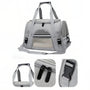 Sac de transport pour chat en gris clair avec fenêtres en mesh et bandoulière ajustable