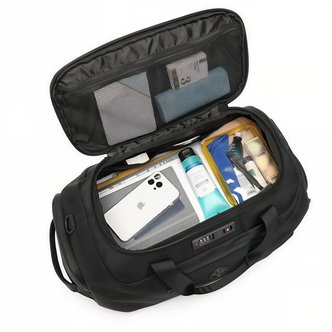 Sac de voyage antivol TSA Agora noir avec poches maillées et compartiments