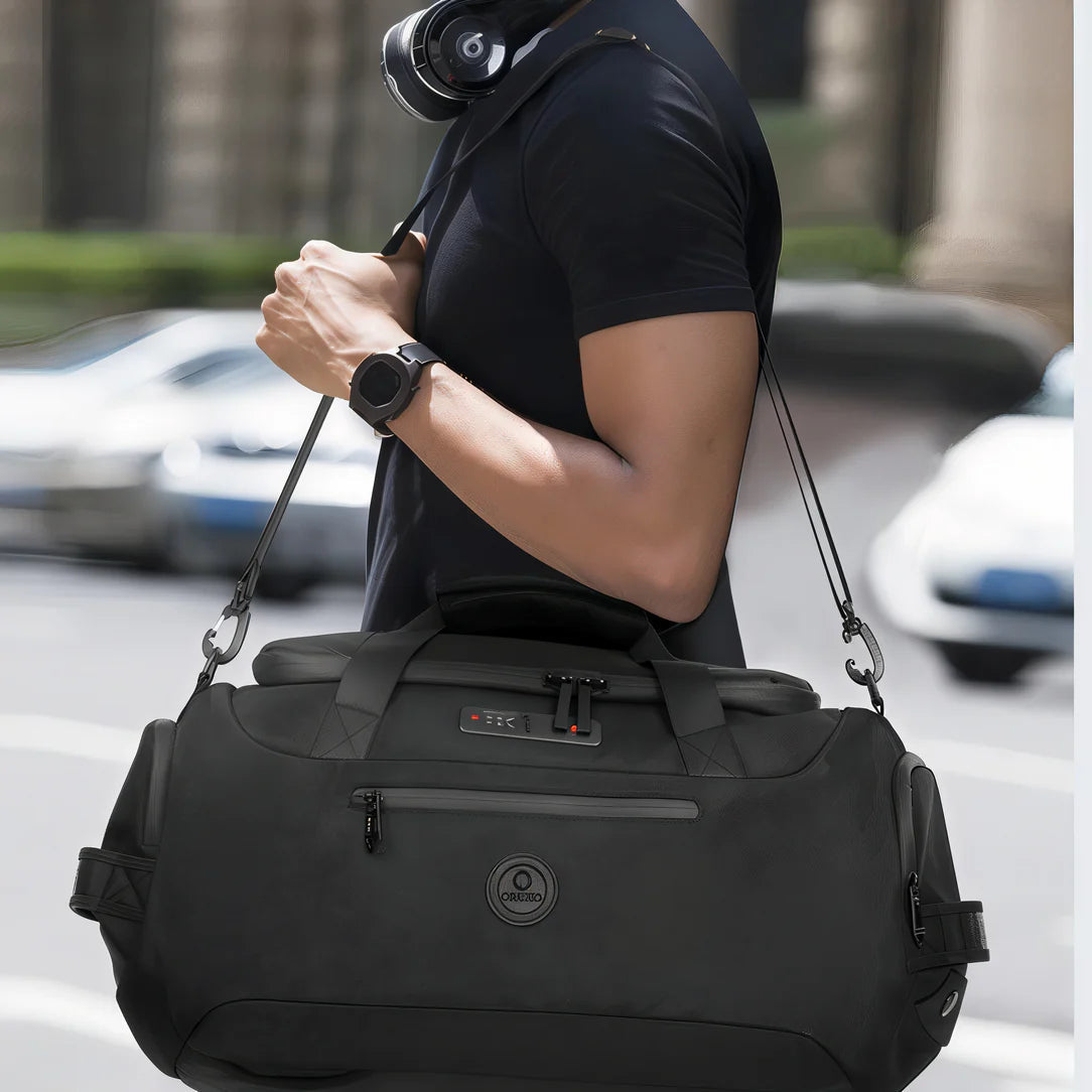 Sac de voyage antivol TSA Agora noir avec sangles ajustables et poche avant