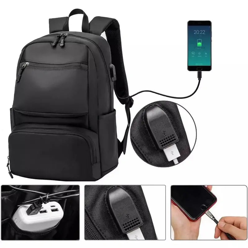 Sac d école collège garçon avec sac à dos noir et port de charge USB intégré