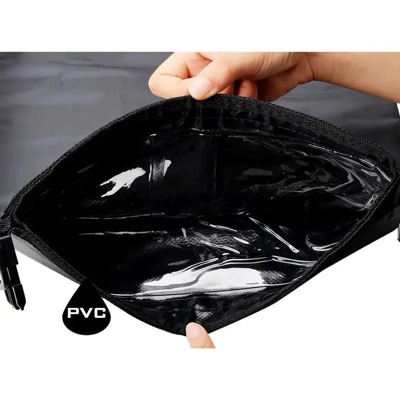 Pochette noire ouverte avec doublure en PVC transparent, Sac étanche flottant