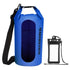 Sac étanche flottant bleu avec fenêtre transparente et pochette pour téléphone waterproof