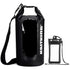 Sac étanche flottant noir avec panneau transparent, bandoulière détachable et pochette étanche pour téléphone