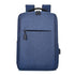 Sac minimaliste ordi portable femme, sac à dos bleu avec poche zippée et port USB