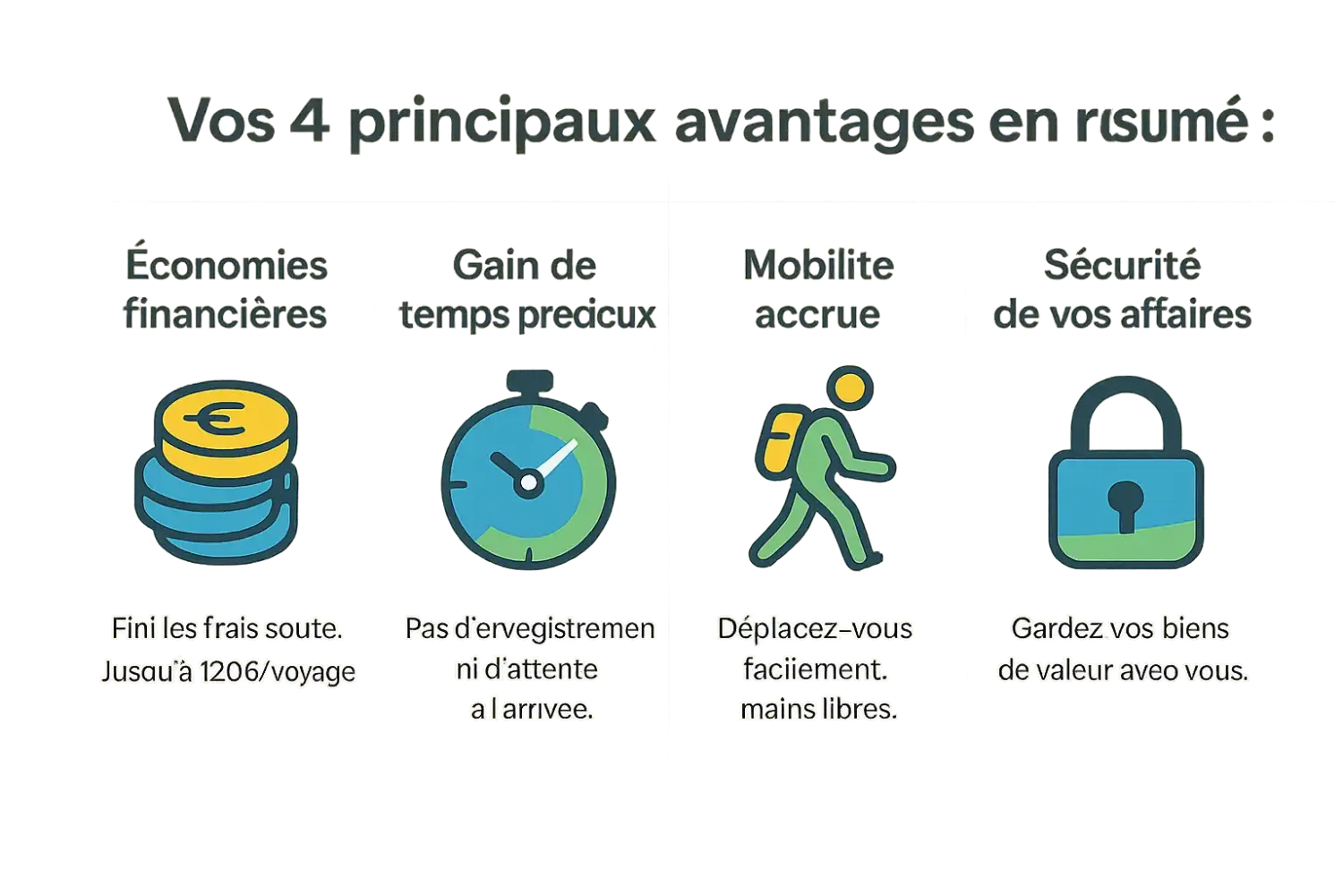 Illustration d'un voyageur avec un sac à dos en cabine dans un avion