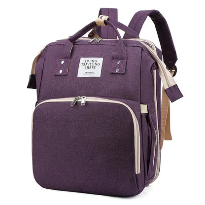 sac à dos à langer usb violet