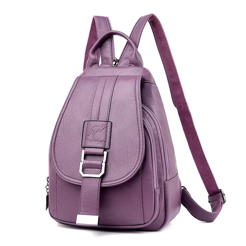 Petit sac à dos femme en cuir tendance violet