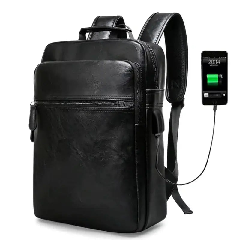 sac à dos business homme cuir noir usb