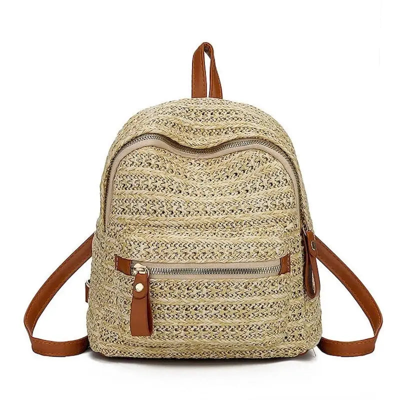Petit sac à dos femme de plage en paille