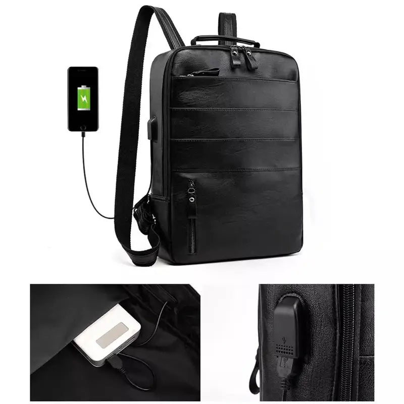 Sac à dos en simili cuir homme usb