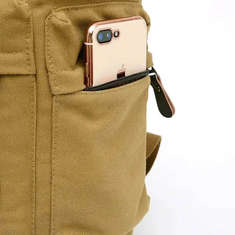 sac à dos de voyage en toile avec poche à smartphone
